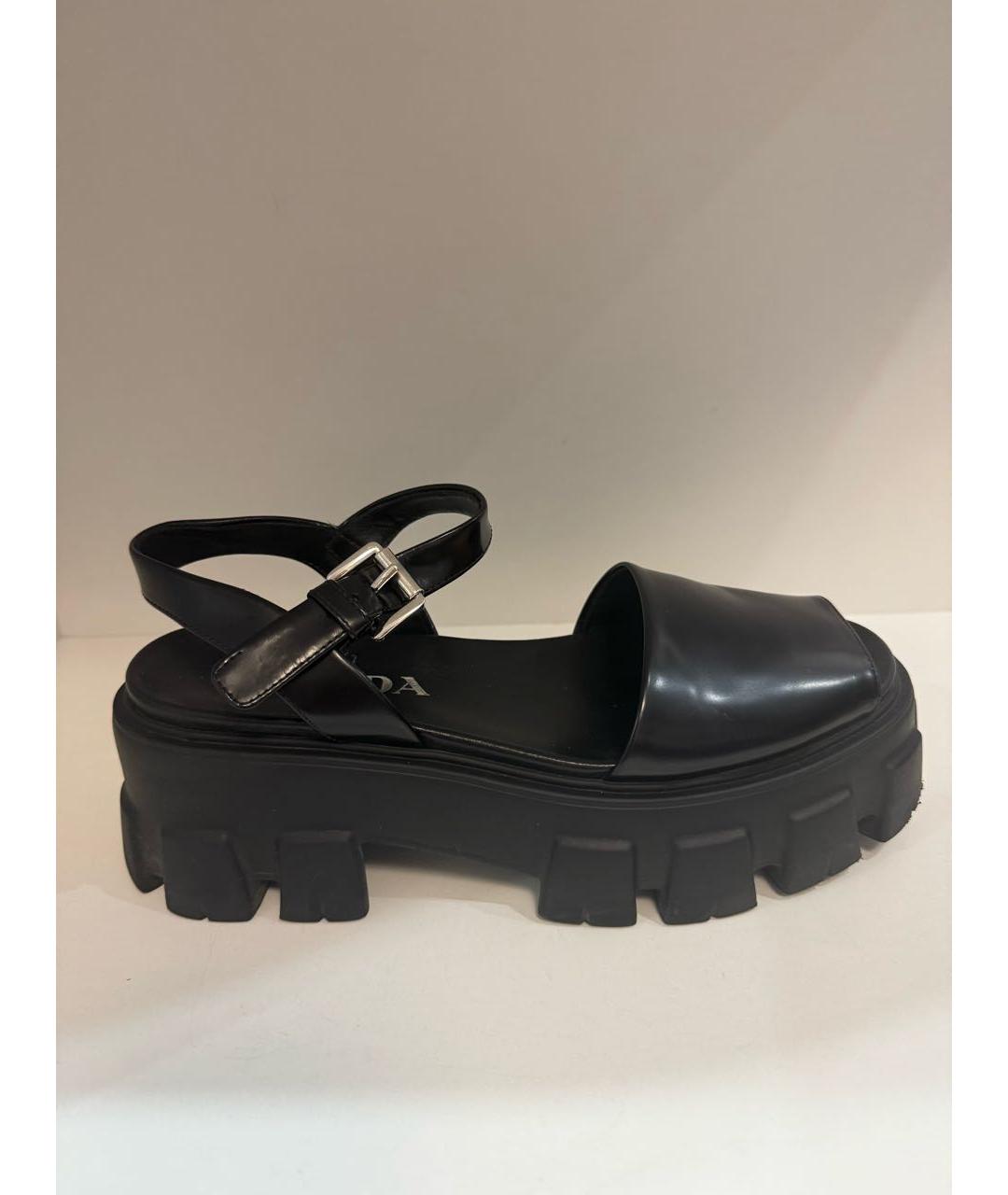 PRADA Черные кожаные босоножки, фото 9