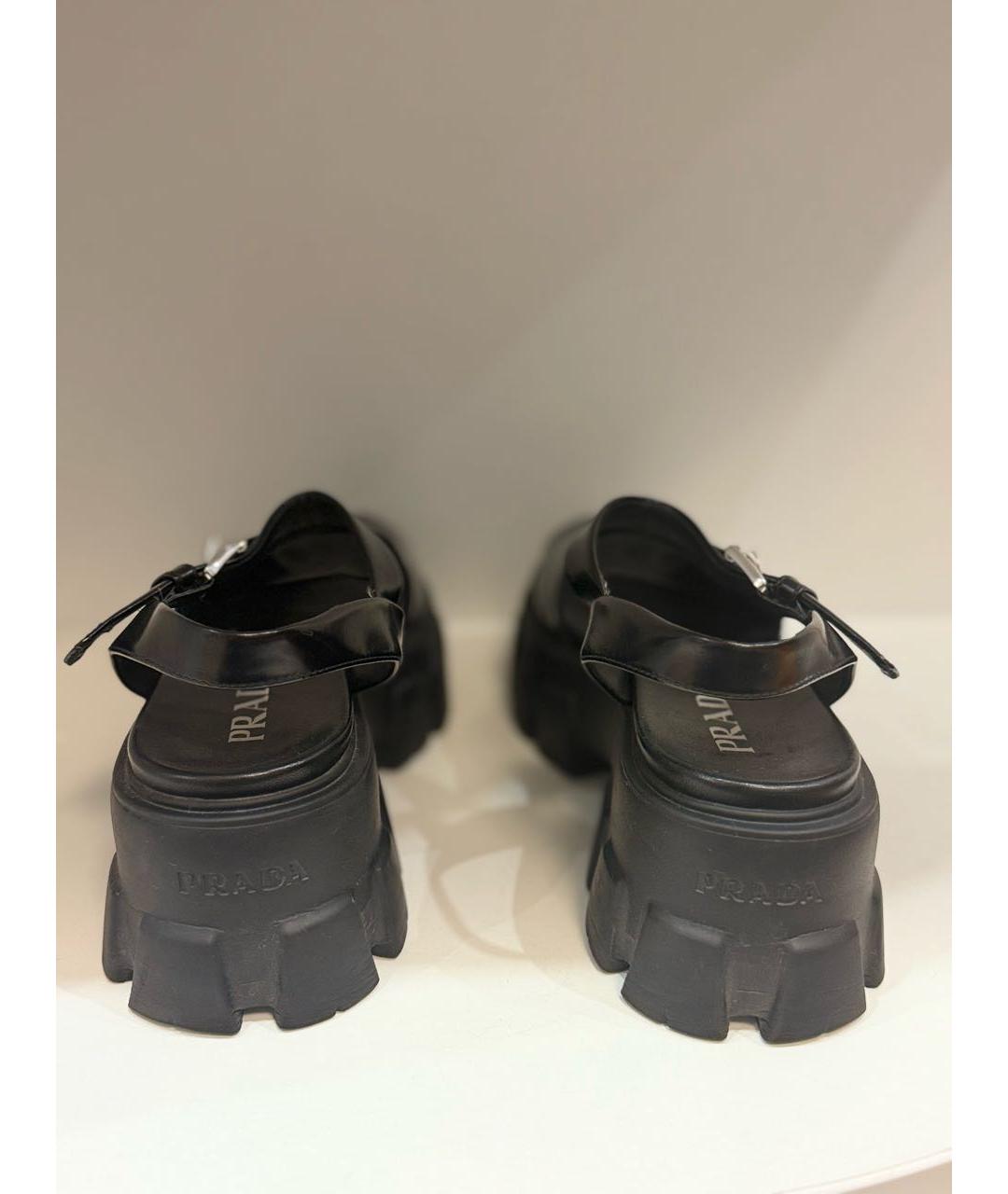 PRADA Черные кожаные босоножки, фото 4