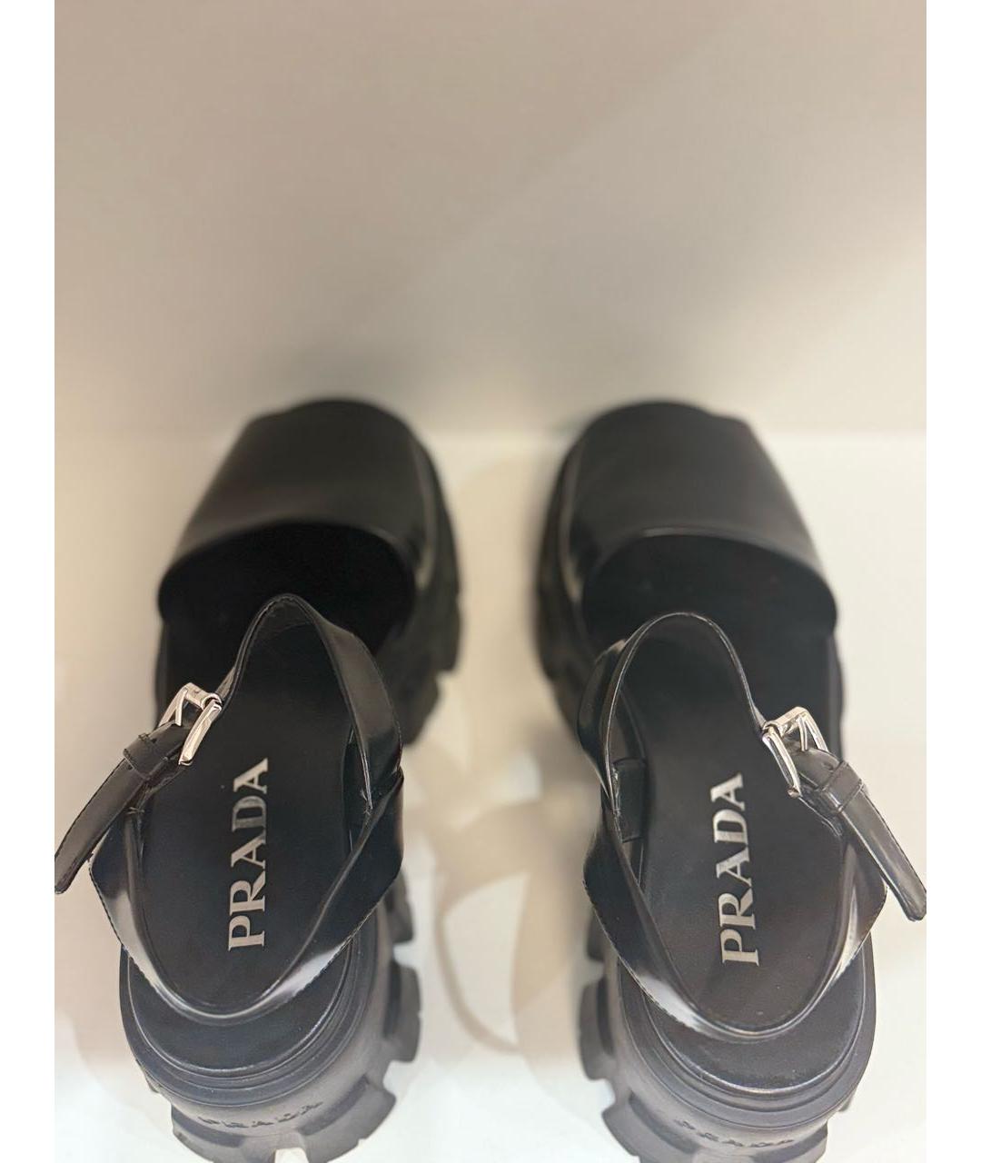 PRADA Черные кожаные босоножки, фото 3