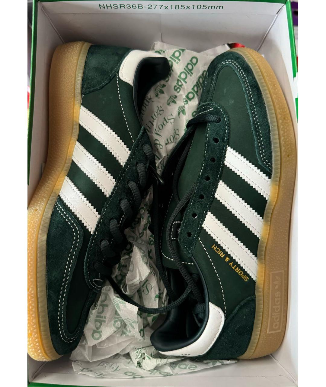 ADIDAS Зеленые нубуковые кроссовки, фото 2