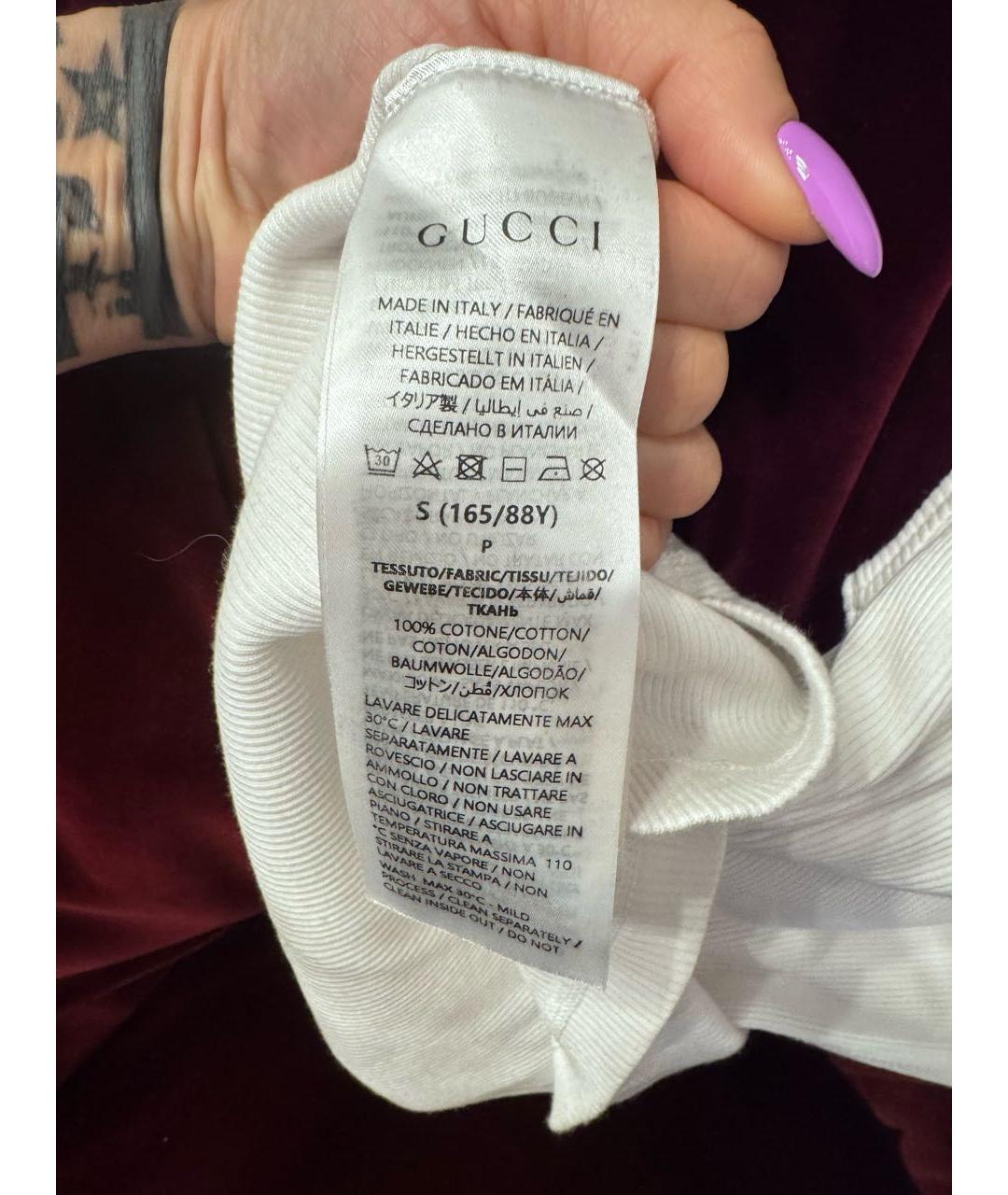 GUCCI Белая хлопковая майка, фото 5