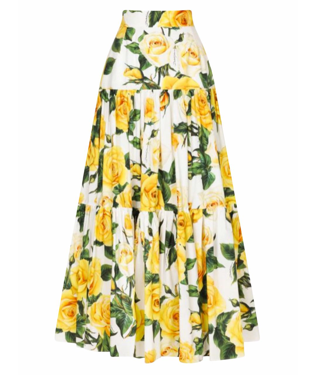 DOLCE&GABBANA Белая хлопковая юбка макси, фото 1