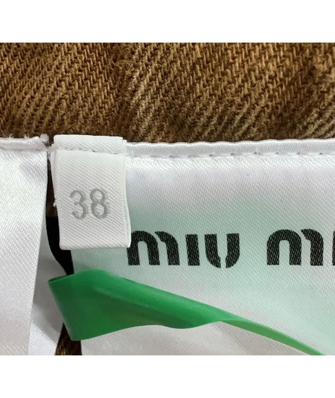 MIU MIU Коричневая хлопковая юбка мини, фото 3