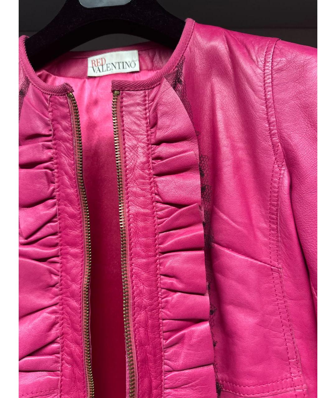 RED VALENTINO Розовая кожаная куртка, фото 4