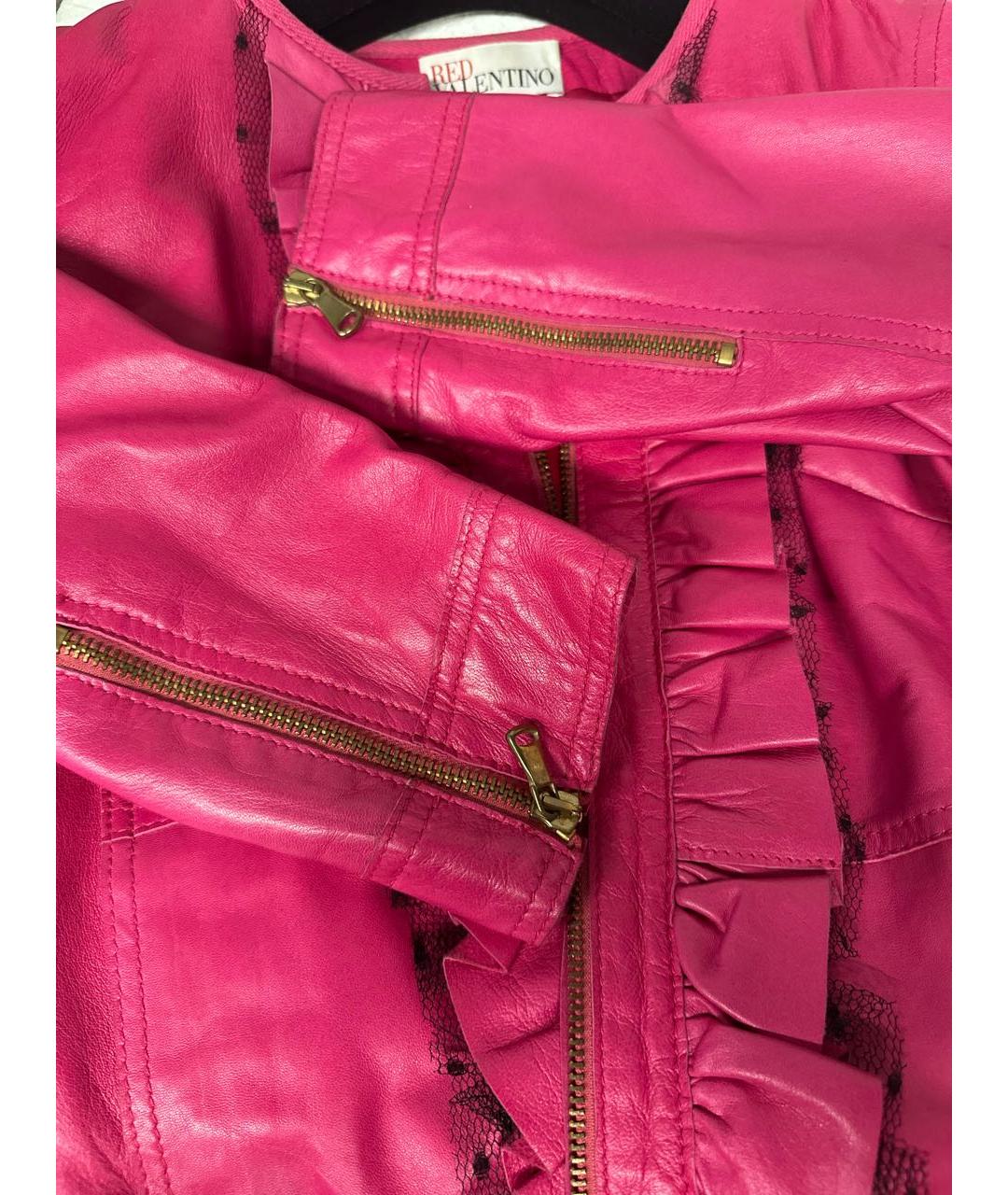 RED VALENTINO Розовая кожаная куртка, фото 7