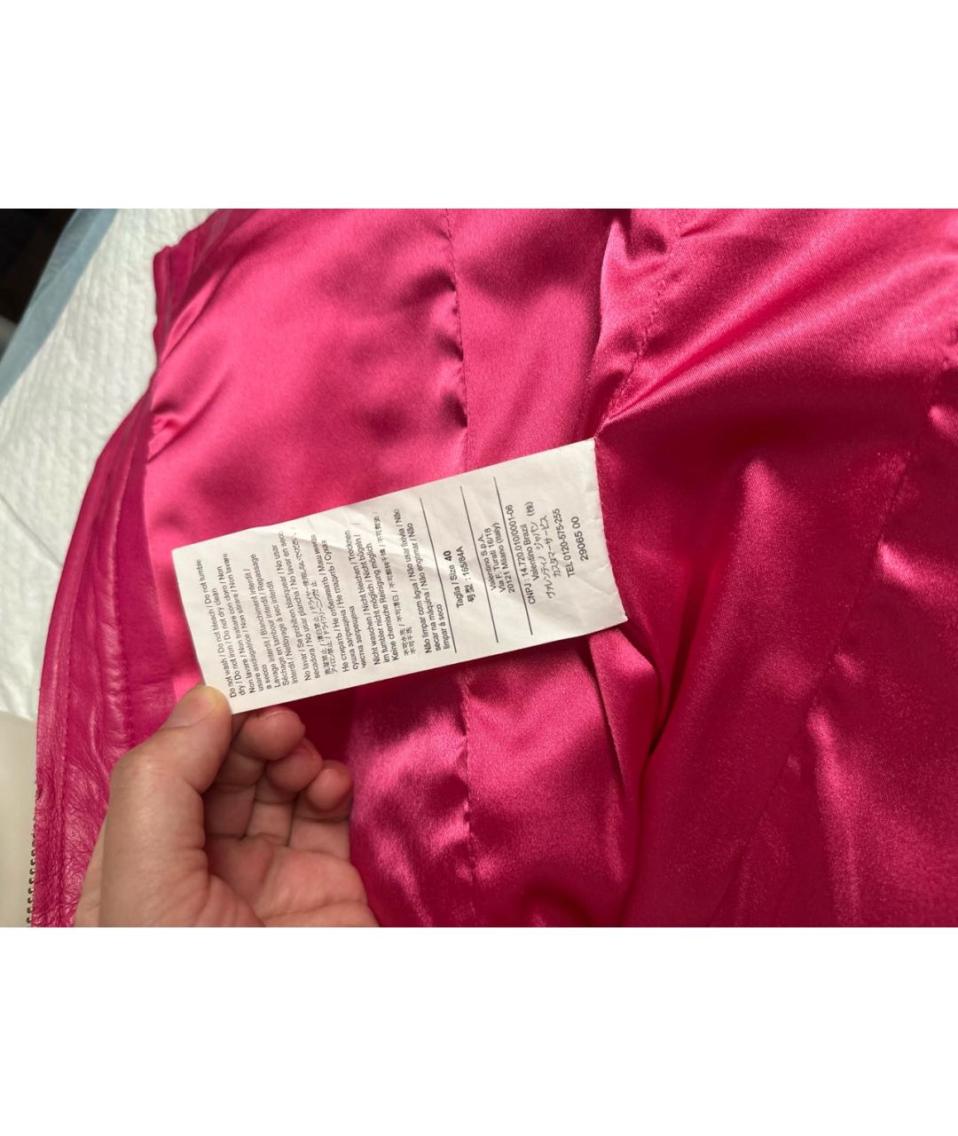 RED VALENTINO Розовая кожаная куртка, фото 6