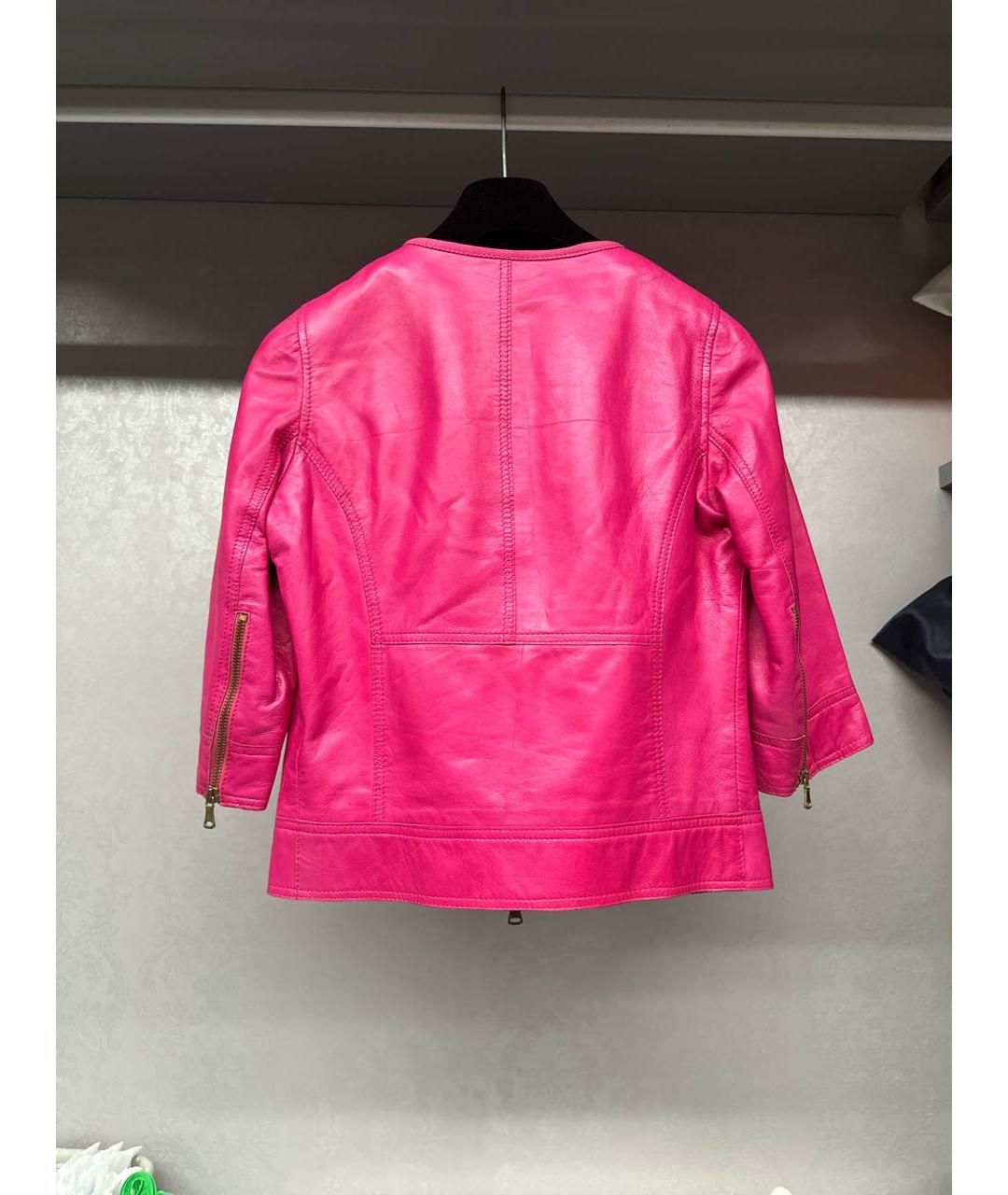 RED VALENTINO Розовая кожаная куртка, фото 2