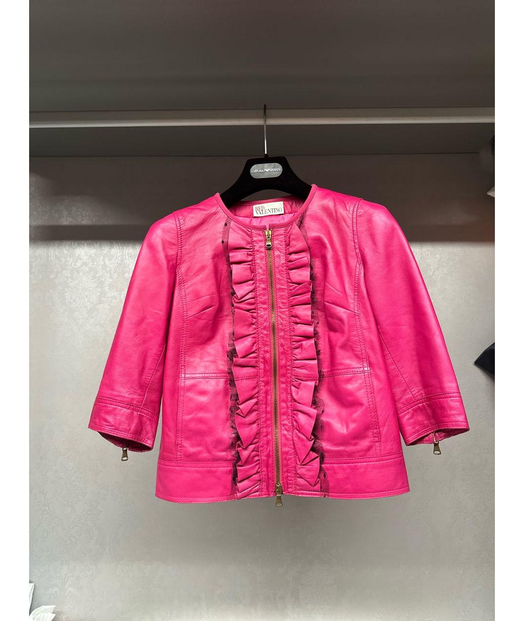 RED VALENTINO Розовая кожаная куртка, фото 8