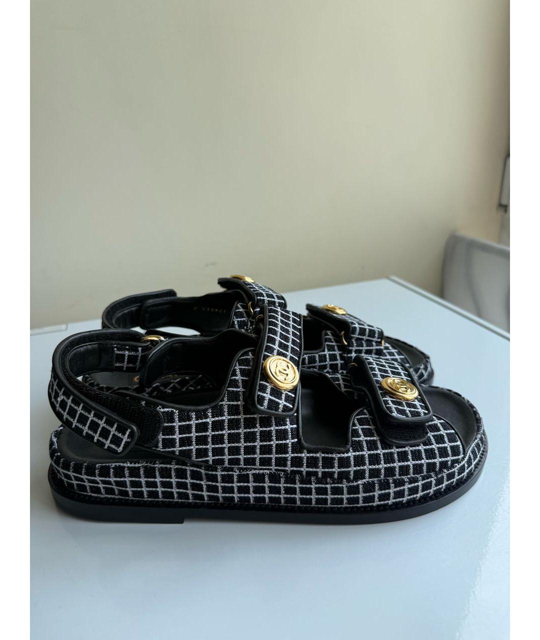 CHANEL Черные кожаные сандалии, фото 7