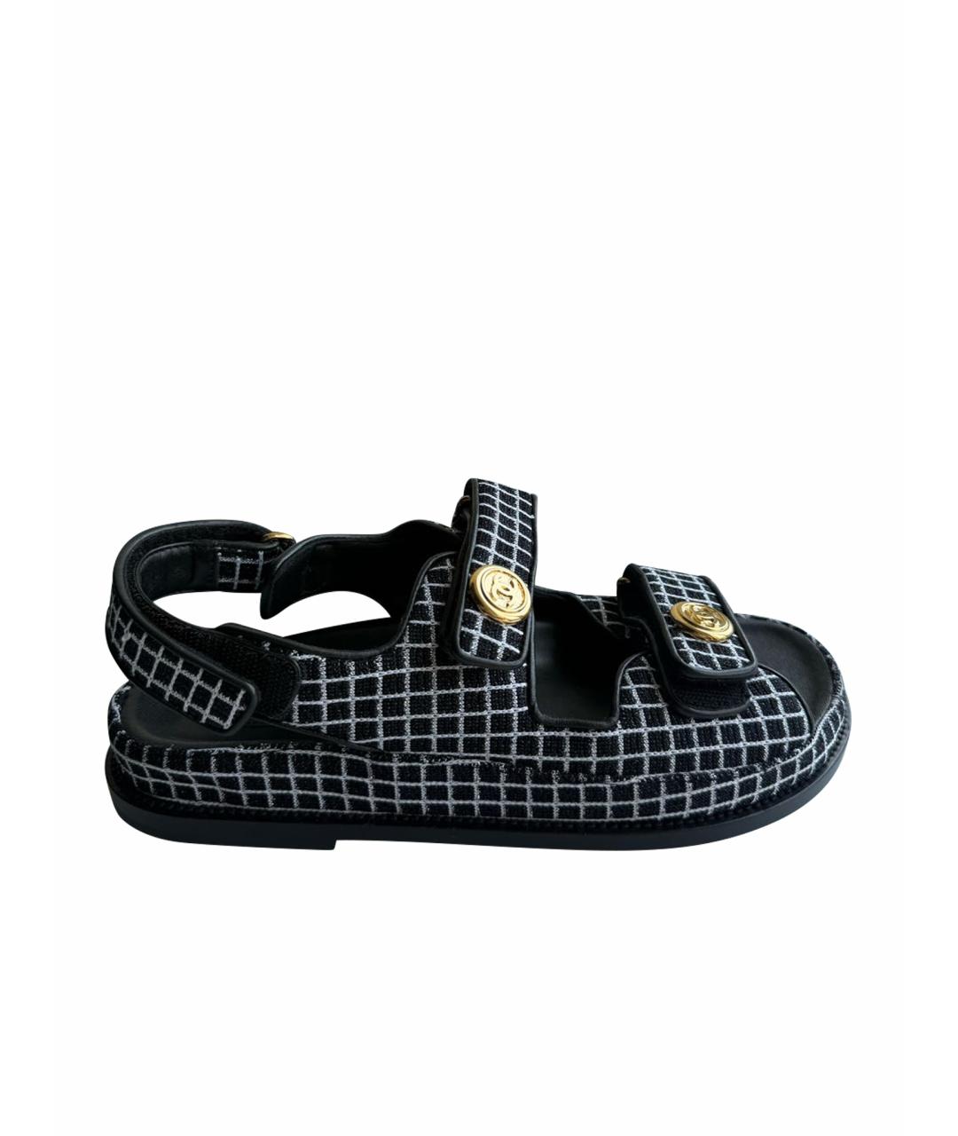 CHANEL Черные кожаные сандалии, фото 1
