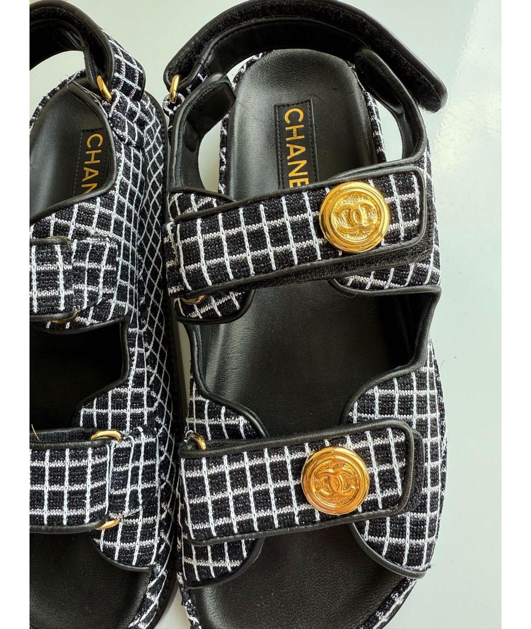 CHANEL Черные кожаные сандалии, фото 6