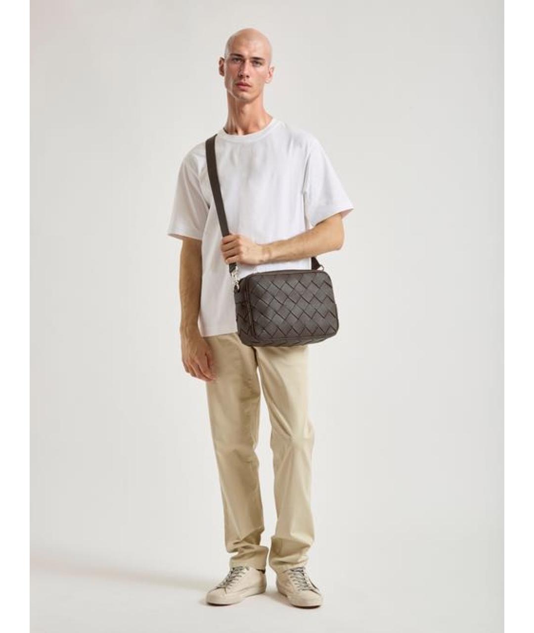 BOTTEGA VENETA Коричневая кожаная сумка на плечо, фото 5