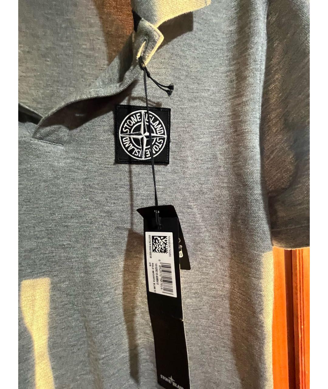 STONE ISLAND Серое хлопковое поло с коротким рукавом, фото 4