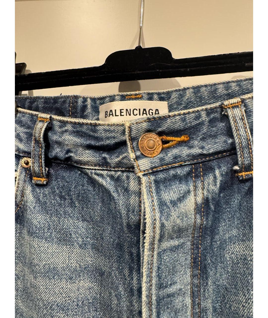 BALENCIAGA Синие хлопковые прямые джинсы, фото 3