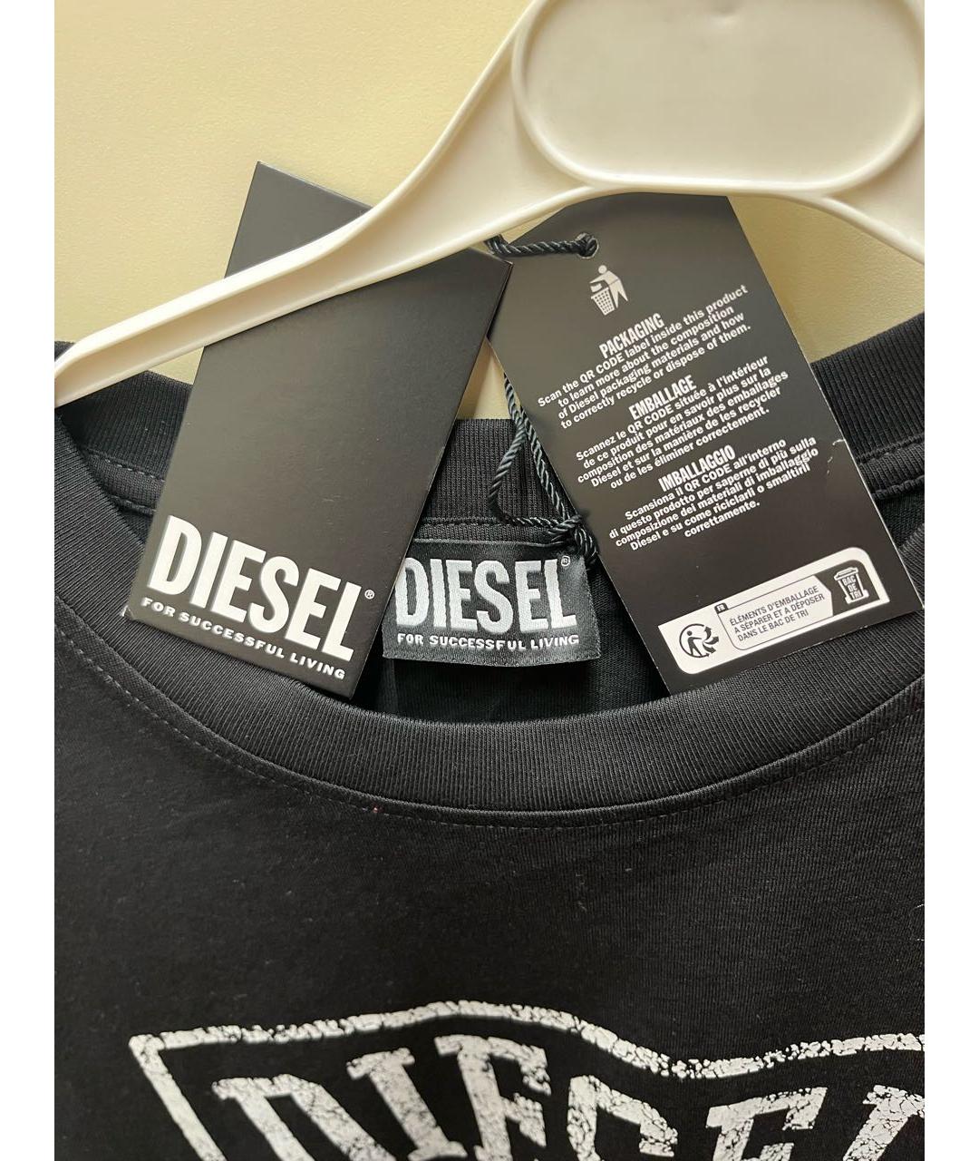 DIESEL Черная хлопковая футболка, фото 2