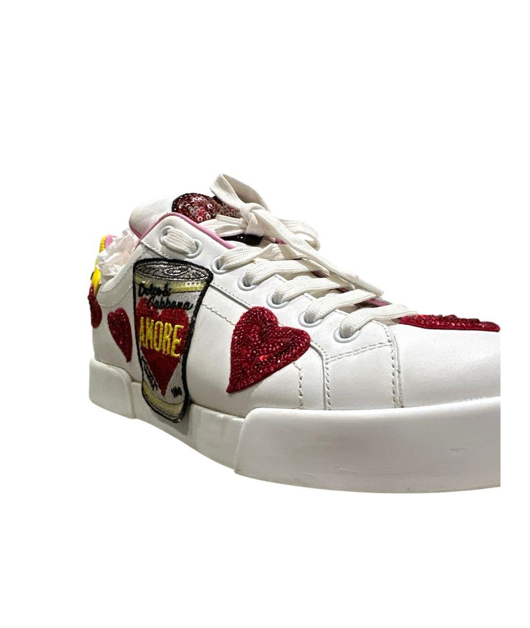 DOLCE&GABBANA Белые кожаные кеды, фото 3