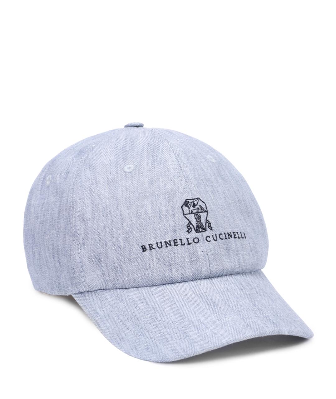 BRUNELLO CUCINELLI Голубая льняная кепка/бейсболка, фото 1