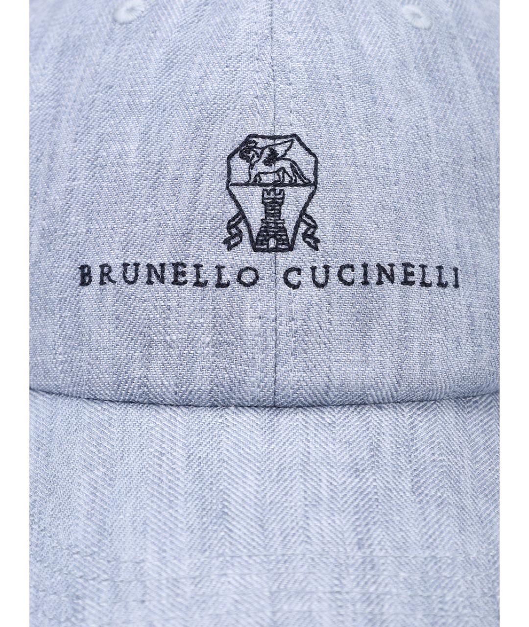 BRUNELLO CUCINELLI Голубая льняная кепка/бейсболка, фото 3