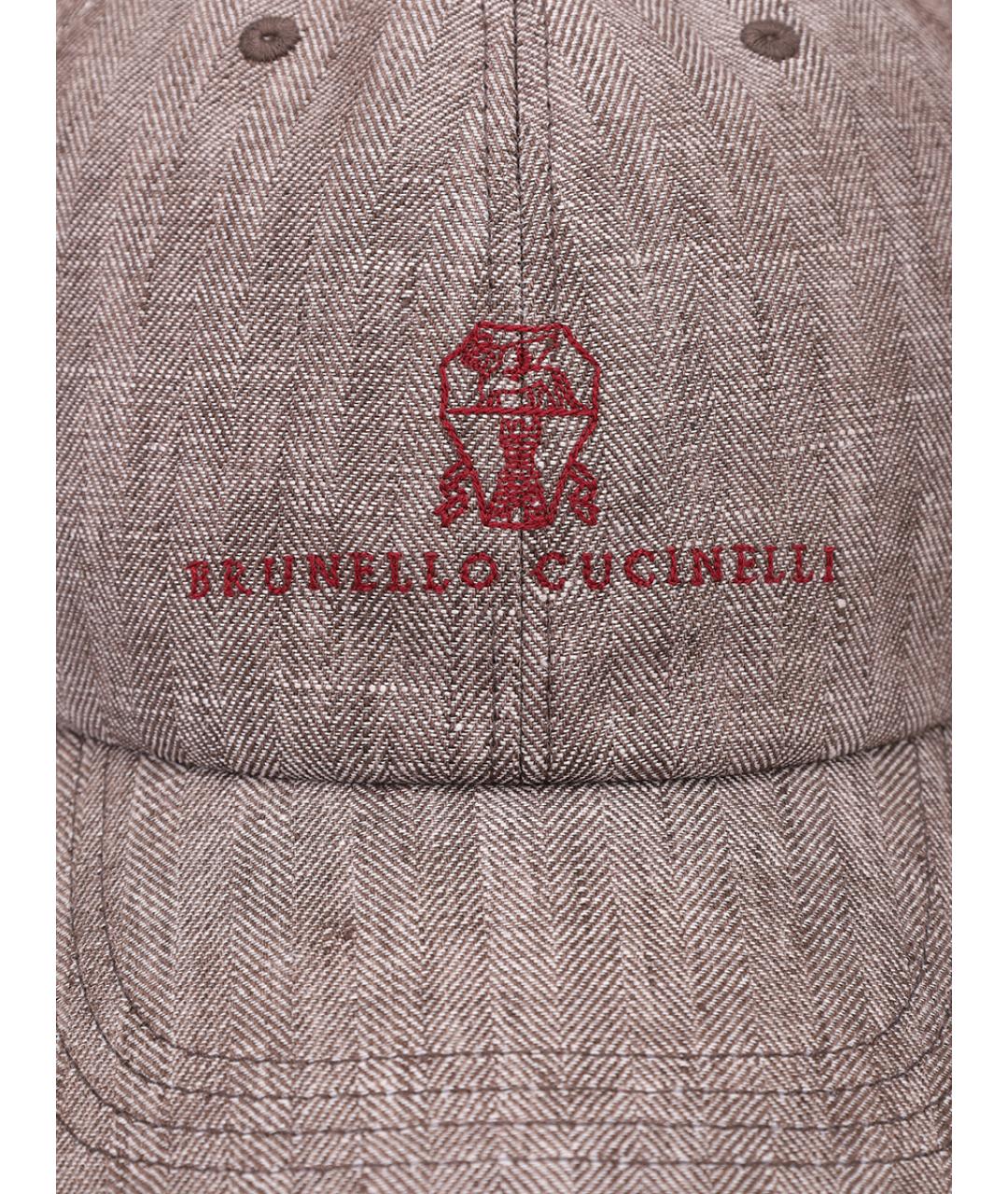 BRUNELLO CUCINELLI Коричневая льняная кепка/бейсболка, фото 3