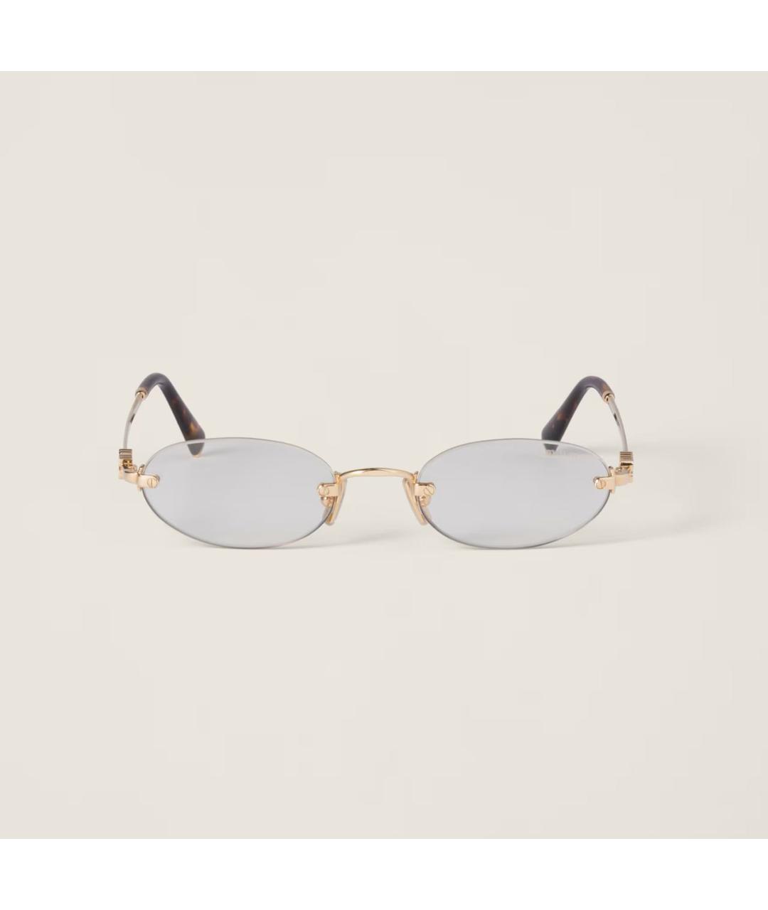 MIU MIU Золотые металлические солнцезащитные очки, фото 4