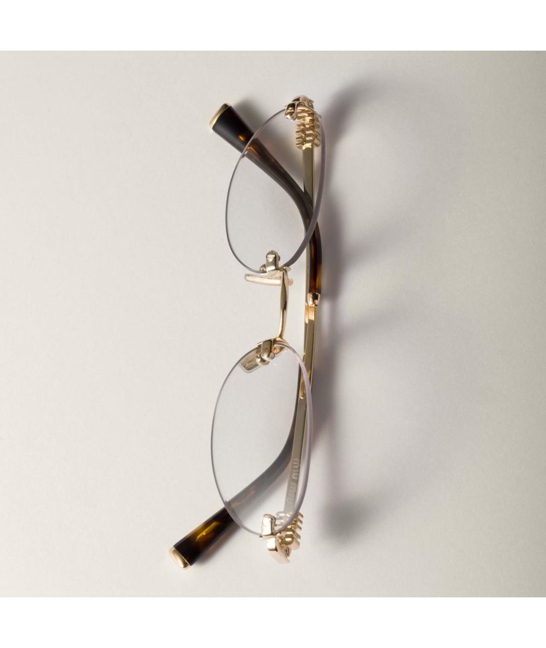 MIU MIU Золотые металлические солнцезащитные очки, фото 3