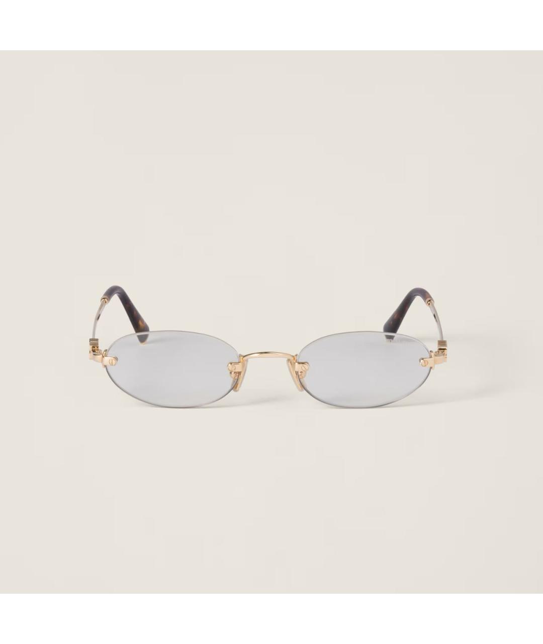 MIU MIU Золотые металлические солнцезащитные очки, фото 4