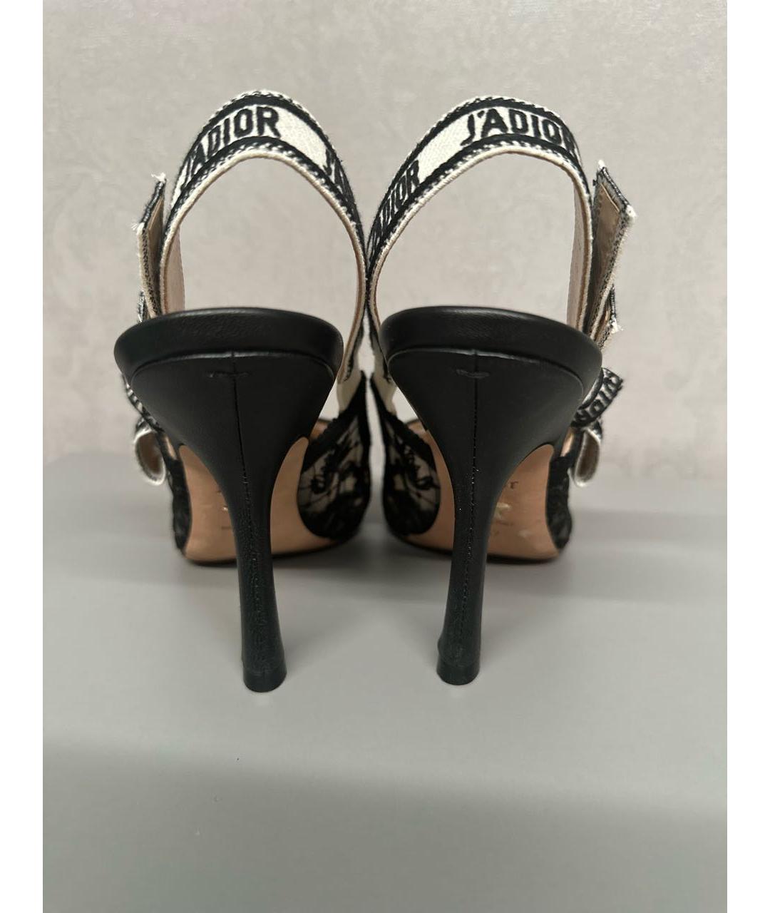 CHRISTIAN DIOR Черные текстильные лодочки на низком каблуке, фото 4