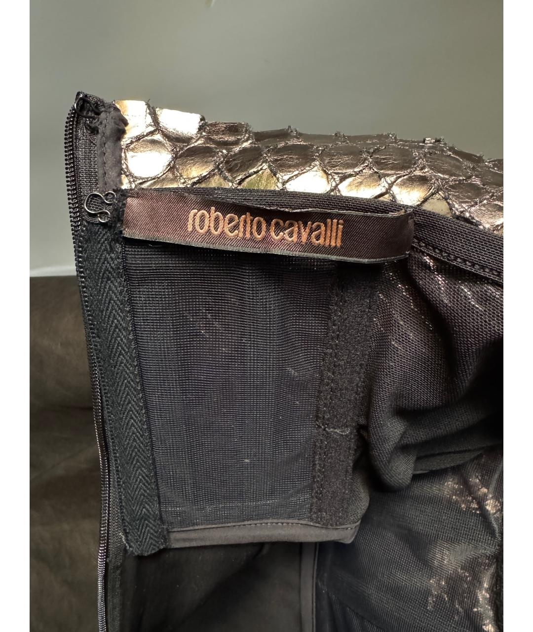 ROBERTO CAVALLI Черное кожаное вечернее платье, фото 8