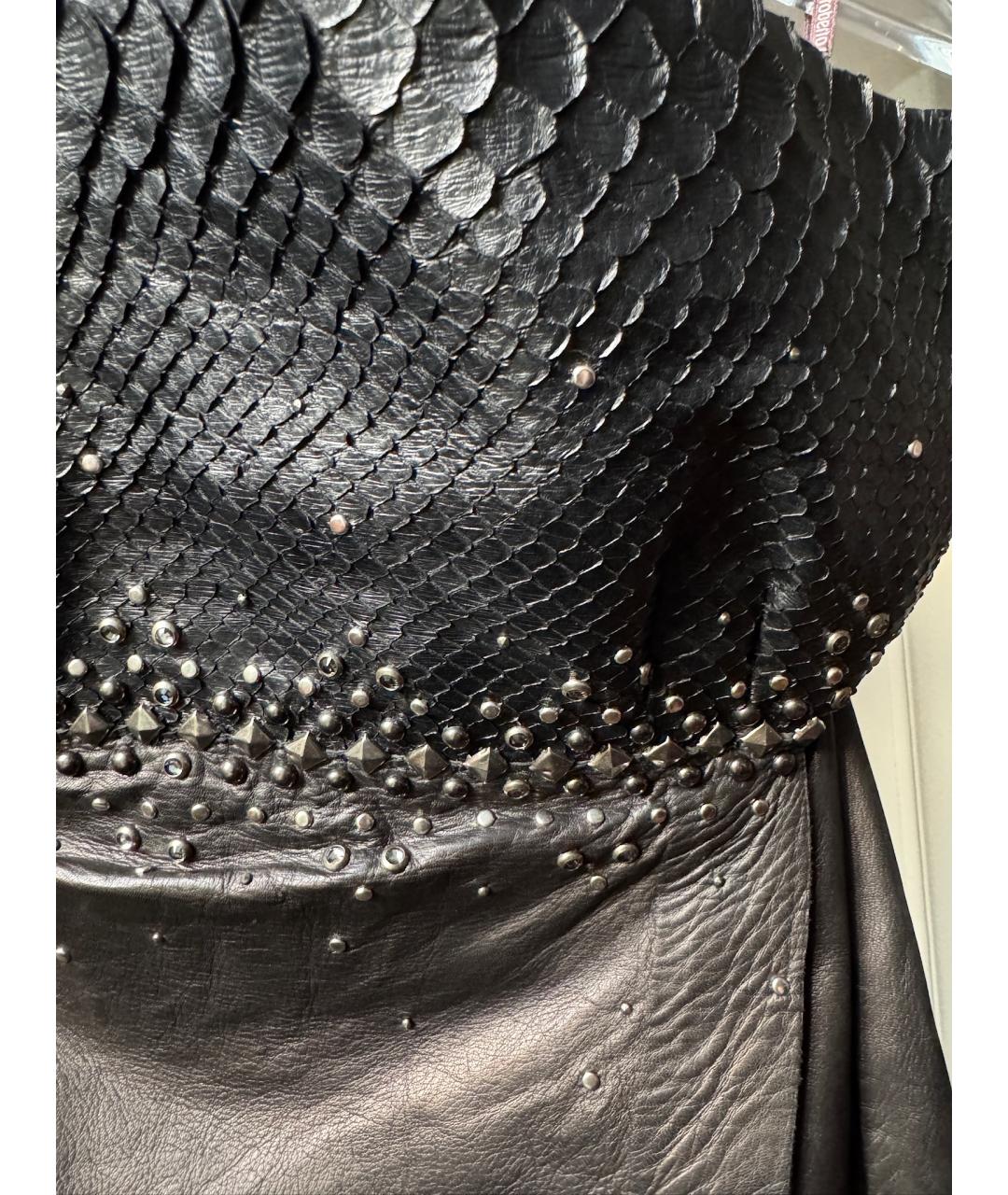 ROBERTO CAVALLI Черное кожаное вечернее платье, фото 4