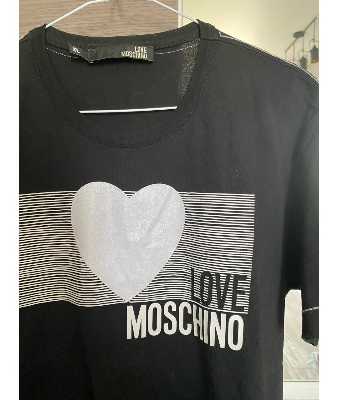 LOVE MOSCHINO Черная хлопковая футболка, фото 2