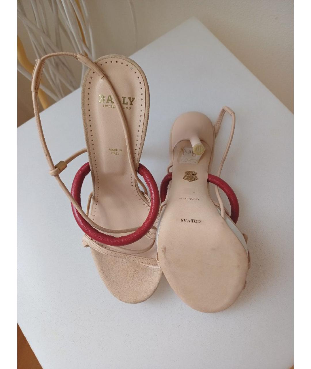 BALLY Бежевые кожаные босоножки, фото 7