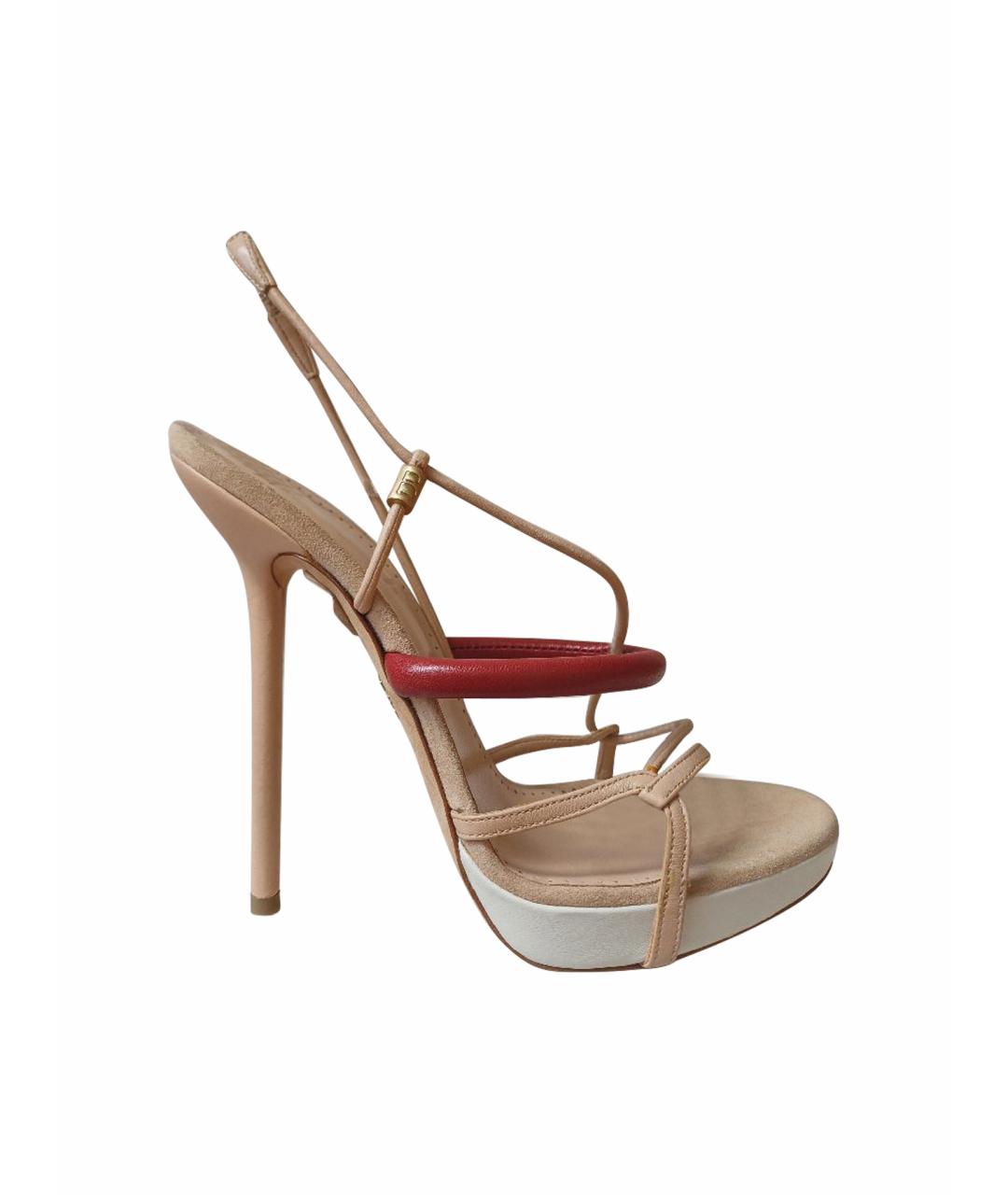 BALLY Бежевые кожаные босоножки, фото 1