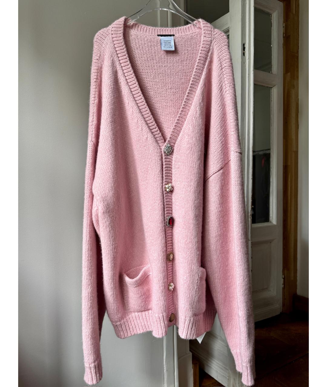 VETEMENTS Розовый шерстяной кардиган, фото 10