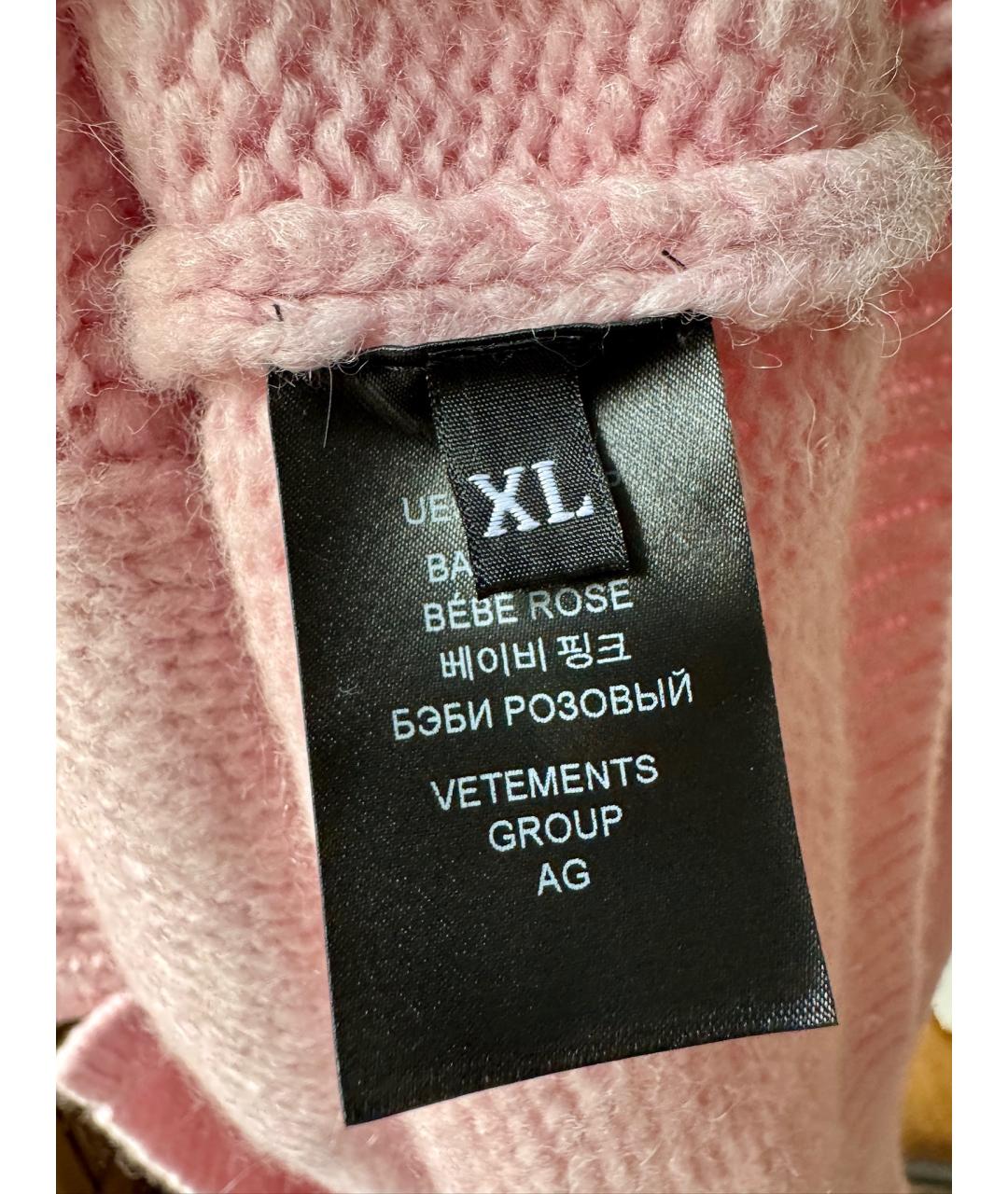 VETEMENTS Розовый шерстяной кардиган, фото 7