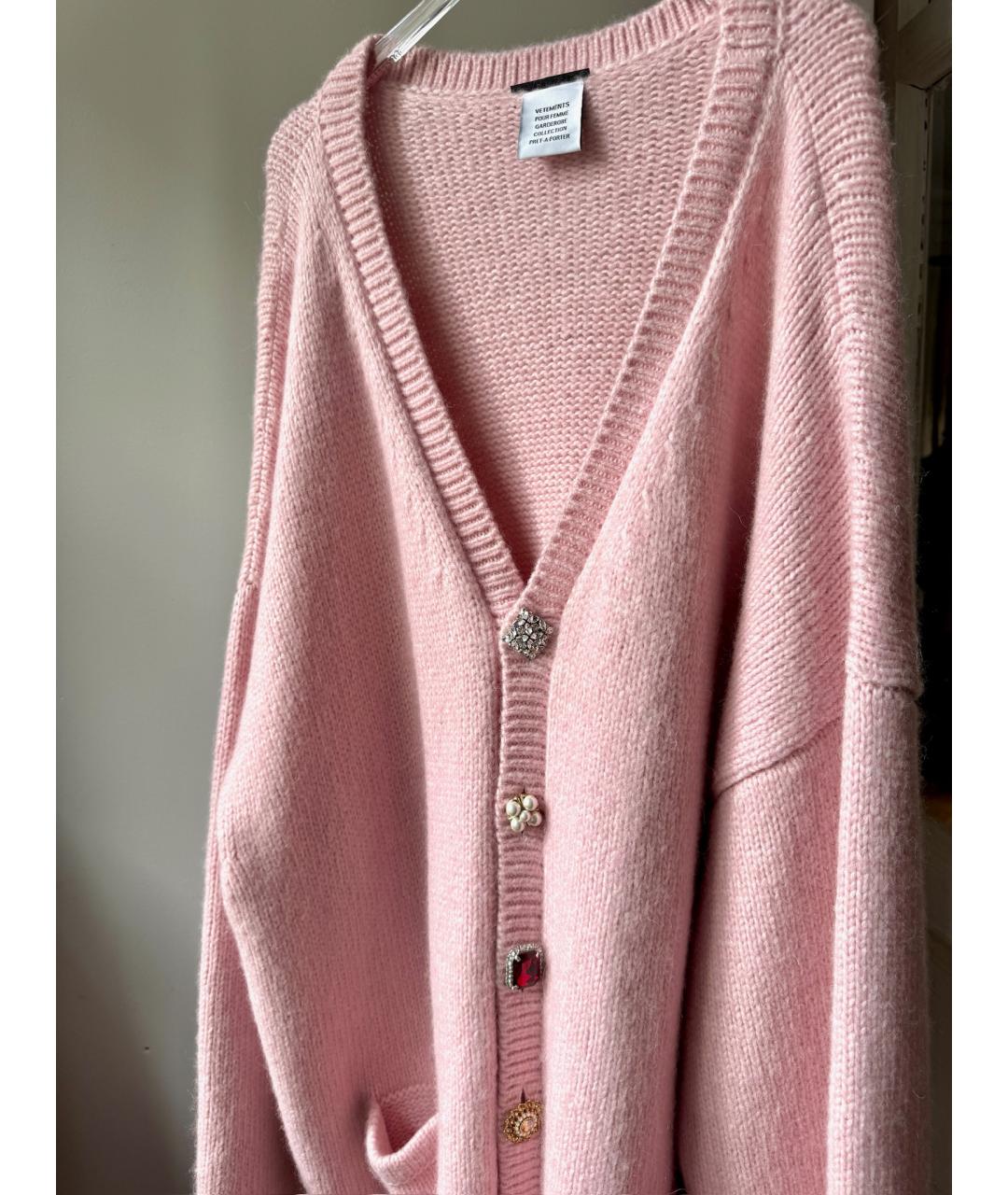 VETEMENTS Розовый шерстяной кардиган, фото 4