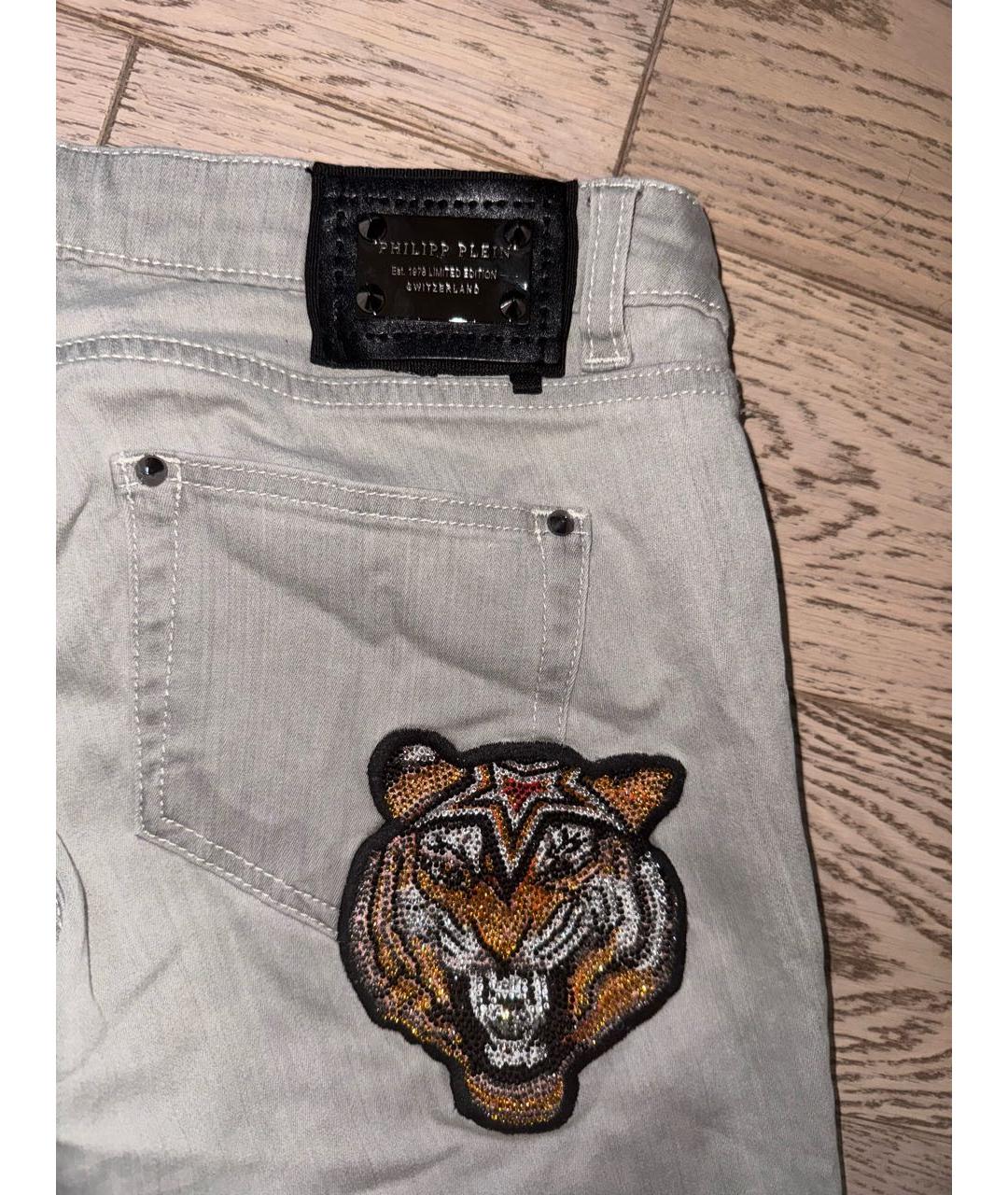PHILIPP PLEIN Серые джинсы слим, фото 4