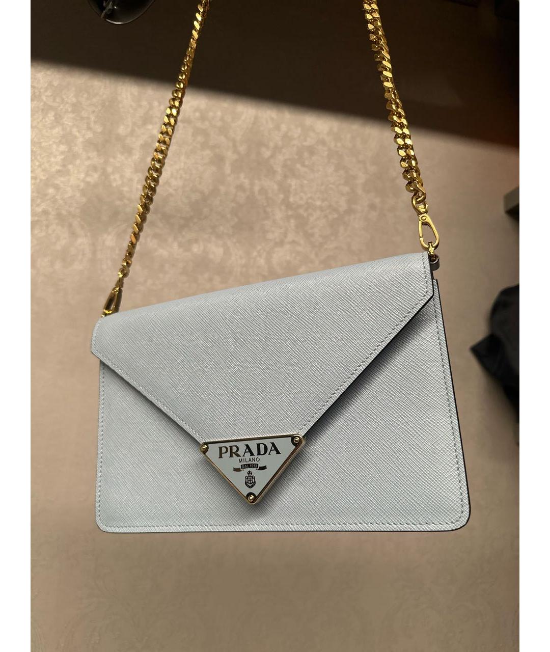 PRADA Голубая кожаная сумка через плечо, фото 5