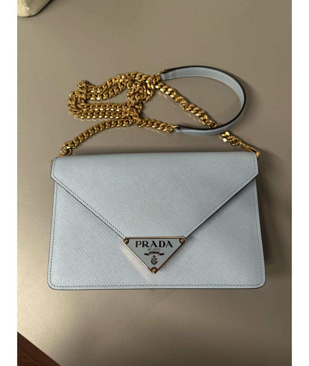 PRADA Голубая кожаная сумка через плечо, фото 6