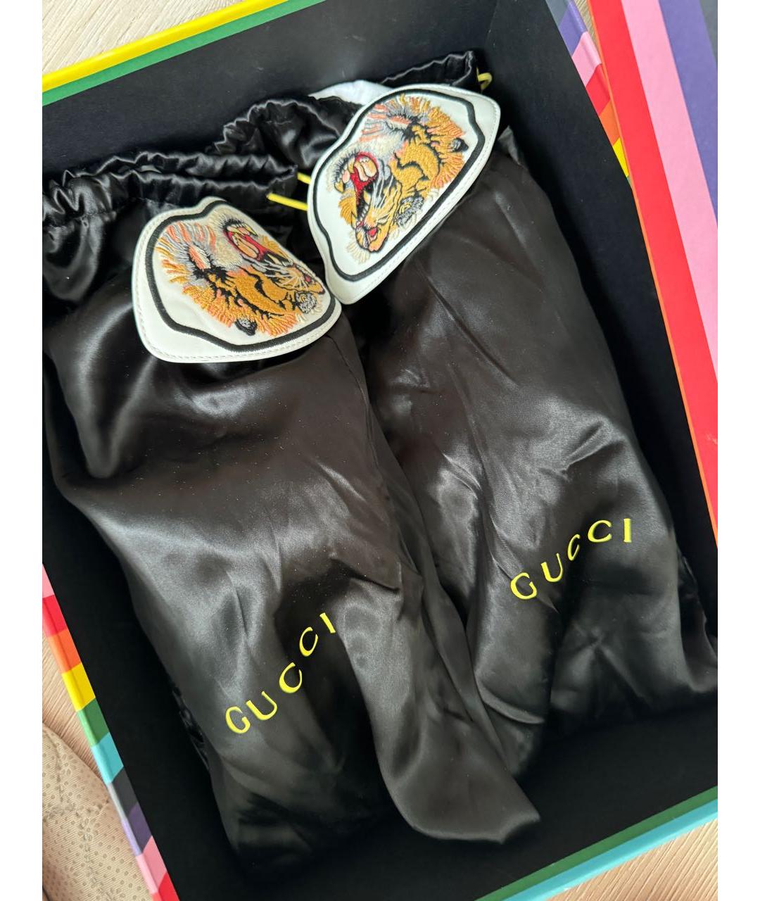 GUCCI Белые кожаные низкие кроссовки / кеды, фото 5