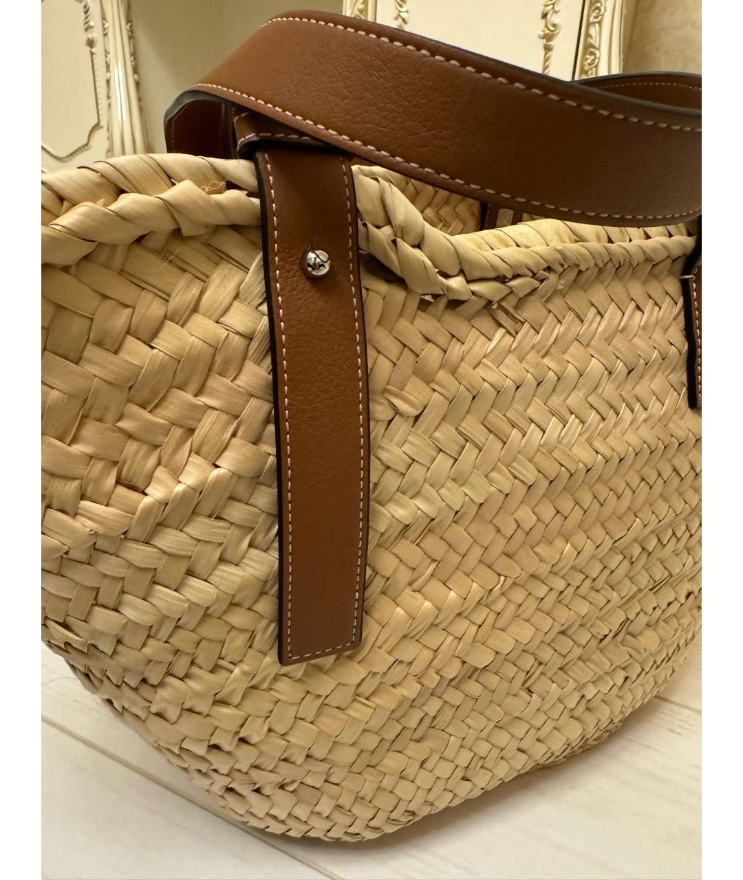 LOEWE Бежевая пелетеная пляжная сумка, фото 5