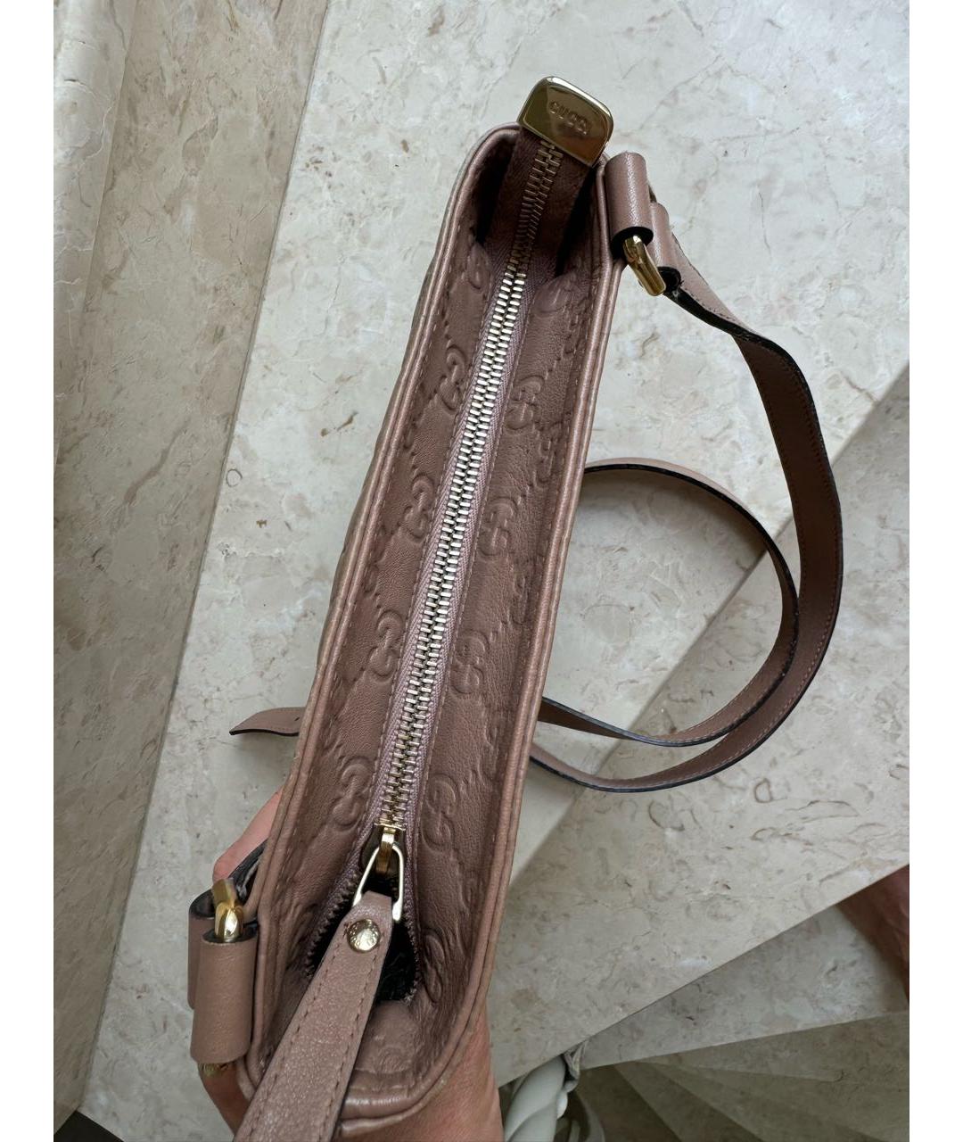 GUCCI Бежевая кожаная сумка через плечо, фото 4