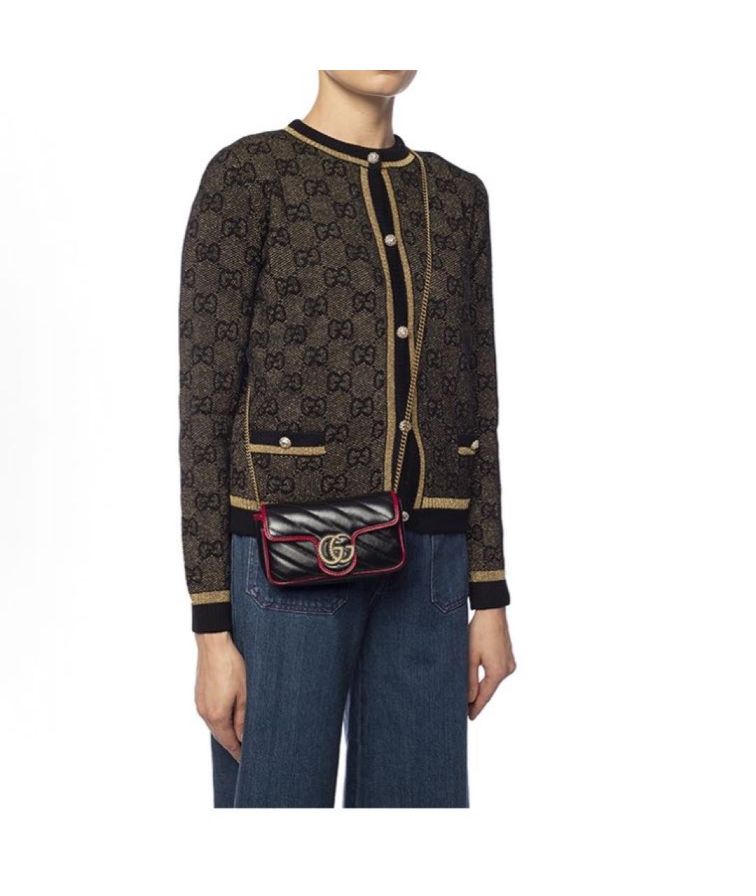 GUCCI Черная кожаная сумка с короткими ручками, фото 5