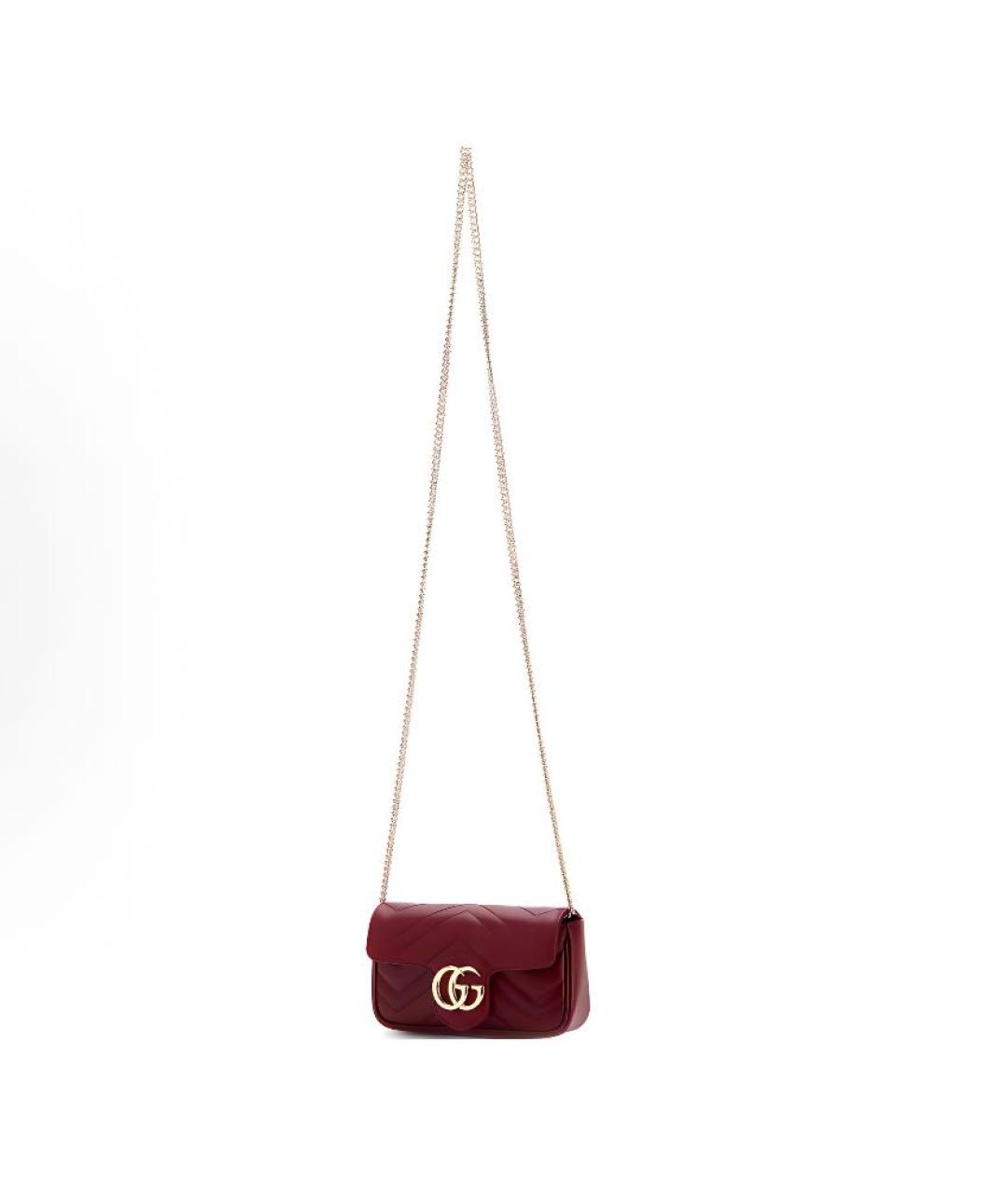 GUCCI Бордовая кожаная сумка через плечо, фото 2