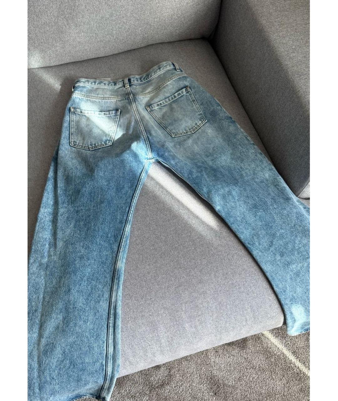MAISON MARGIELA Голубые хлопковые прямые джинсы, фото 2