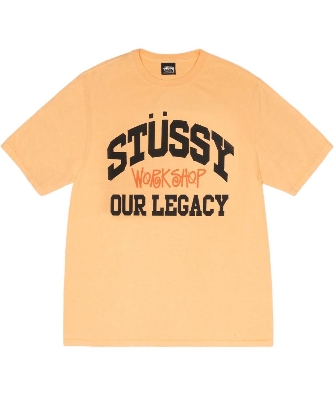STUSSY Желтая хлопковая футболка, фото 1