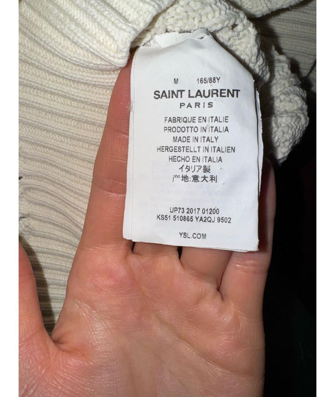 SAINT LAURENT Белый хлопковый джемпер / свитер, фото 4