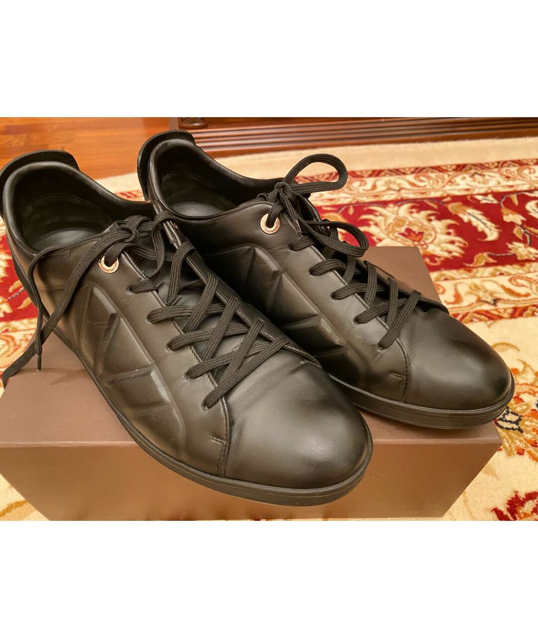 LOUIS VUITTON PRE-OWNED Черные кожаные низкие кроссовки / кеды, фото 7