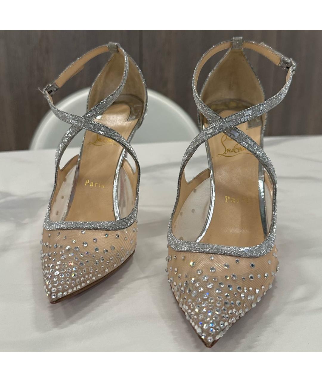 CHRISTIAN LOUBOUTIN Серебряные кожаные туфли, фото 2