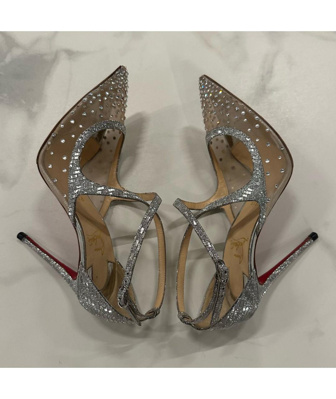 CHRISTIAN LOUBOUTIN Серебряные кожаные туфли, фото 5