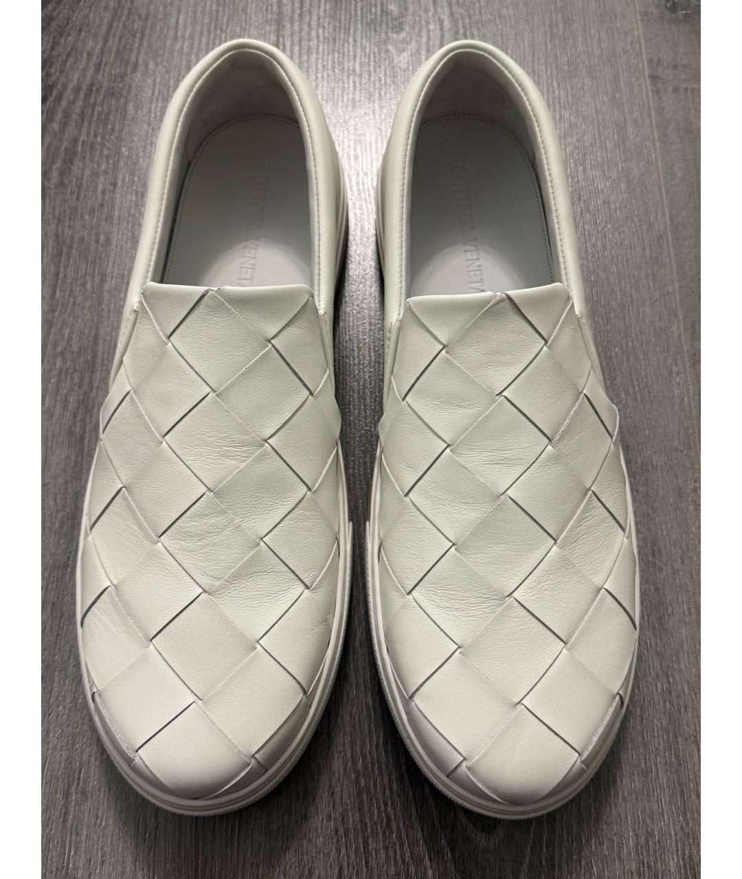 BOTTEGA VENETA Белые кожаные слипоны, фото 3